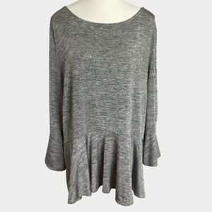 Nygard Grey Black Silver Glitter Holiday Festive Party Top- Sz-3X